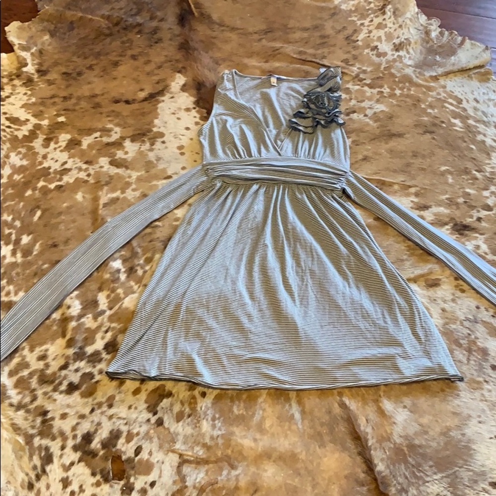 Speechless Grey and white striped dress